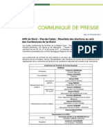 ARS Du Nord - Pas-de-Calais: Résultats Des Élections Au Sein Des Conférences de Territoire