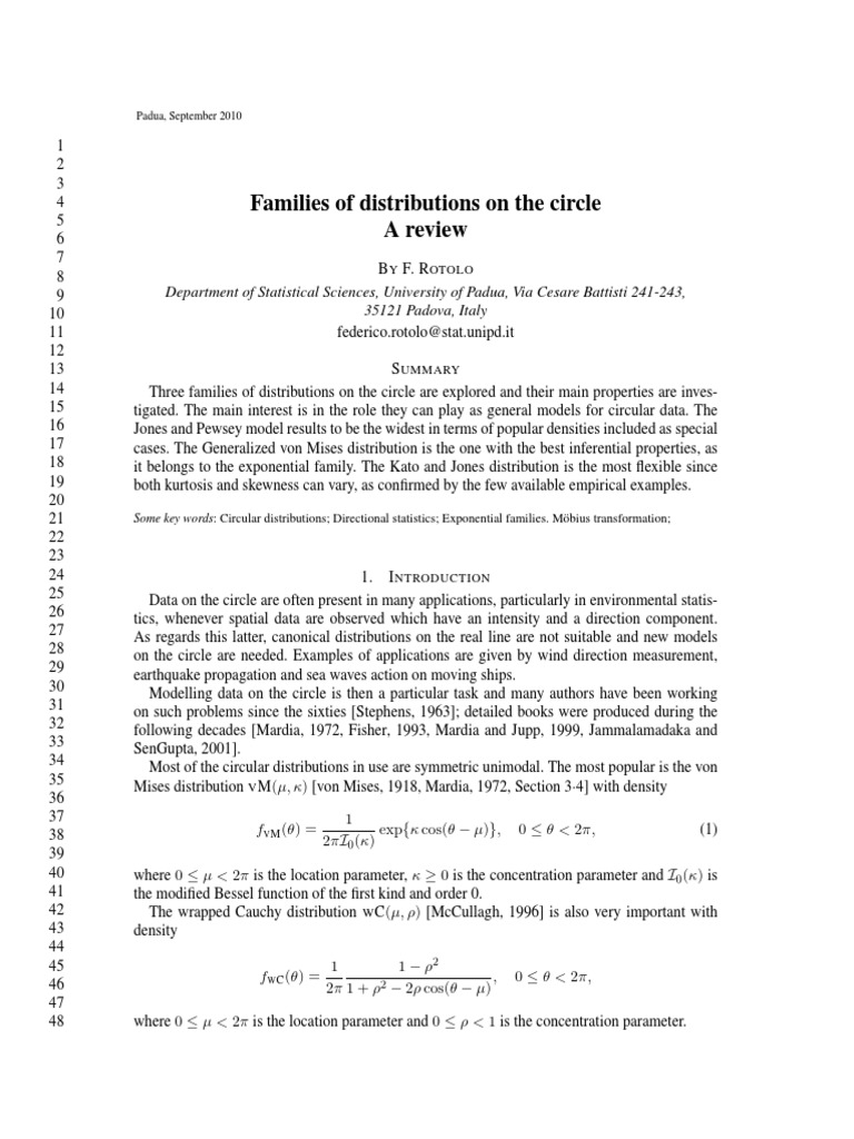 Circular Data Distribution Models Review | PDF | Statistics ...