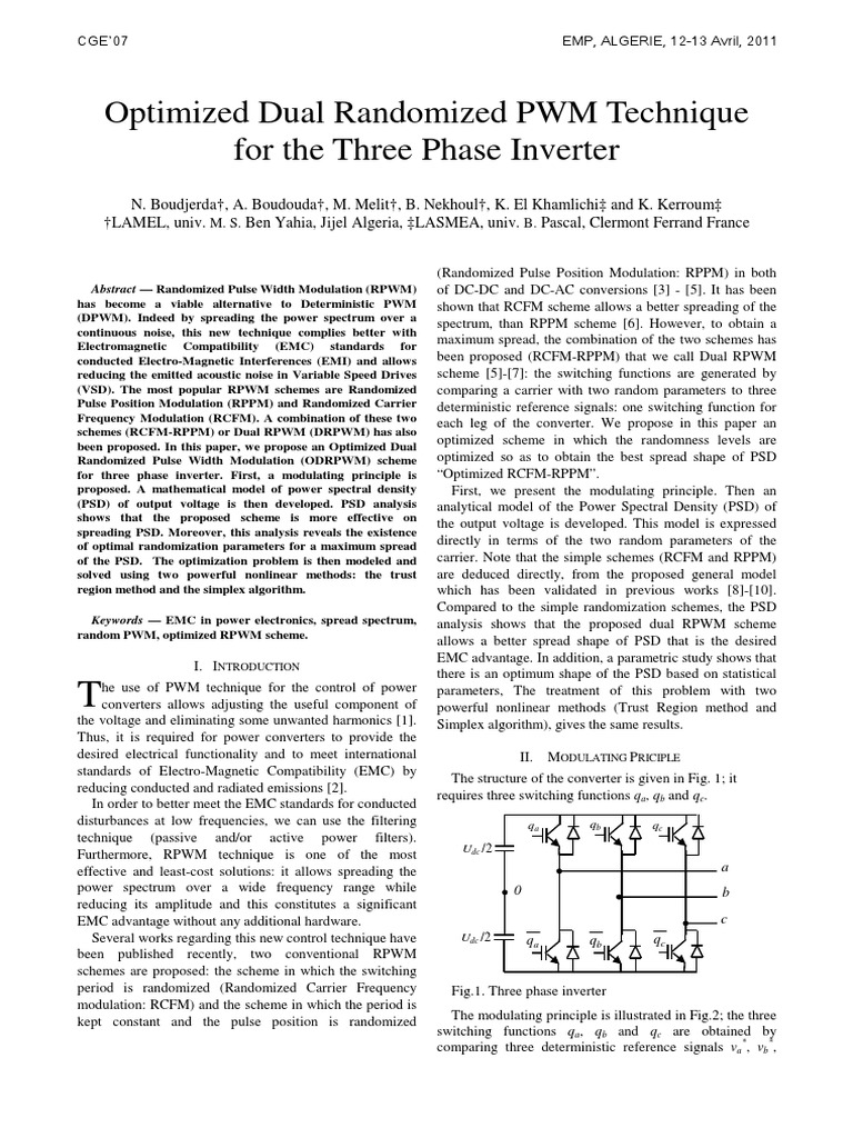 Optimized Dual Randomized PWM for Inverters | PDF | Power Inverter ...