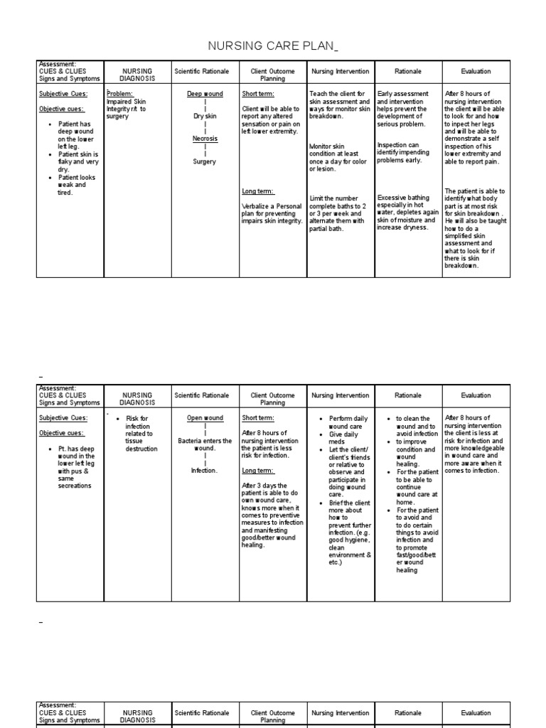 Nursing Care Plan for Infected Wound | PDF | Wound | Infection