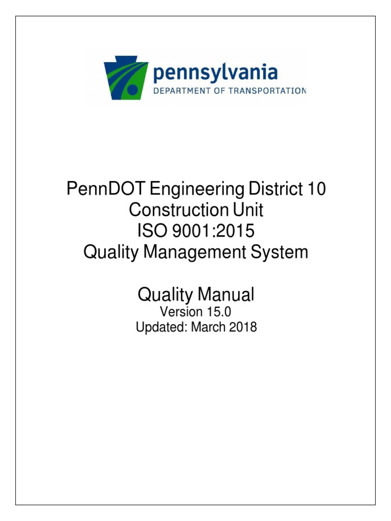 PennDOT ISO 9001:2015 Quality Manual | PDF | Quality Management System ...