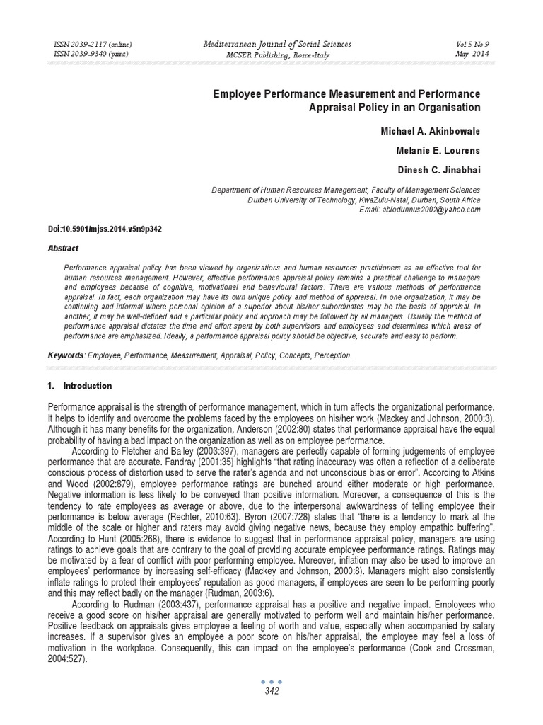 Measuring Employee Performance Appraisal | PDF | Performance Appraisal ...