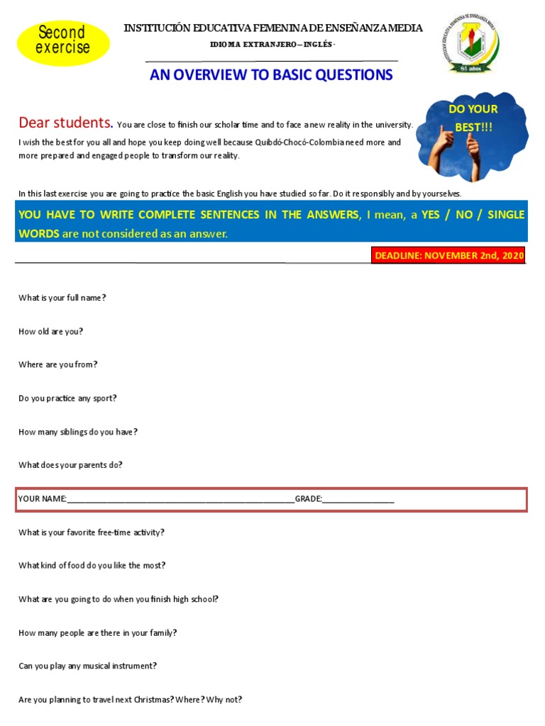 Second Exercise - Questions | PDF