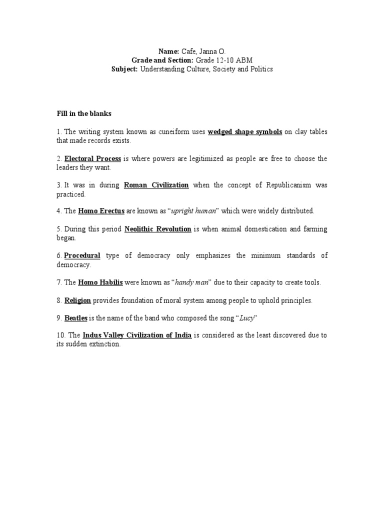 Understanding Culture, Society and Politics 2 | PDF | Philippines ...