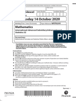 12a Statistics 2 - October 2020 Examination Paper PDF