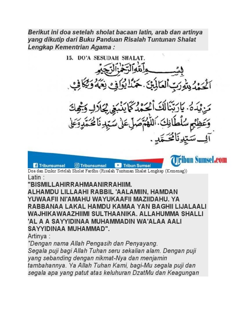 Doa Sesudah Sholat 5 Waktu Pdf