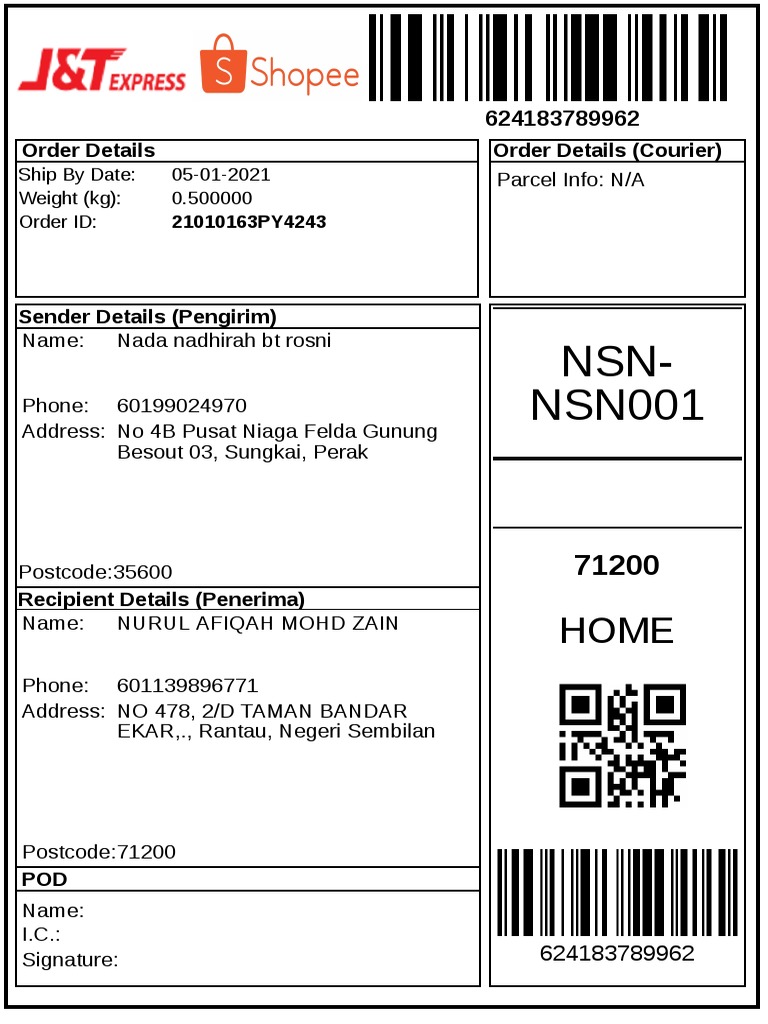 Shipping Label Details for Parcel | PDF