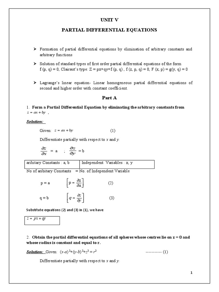 Unit V Partial Differential Equations Pdf Equations Analysis