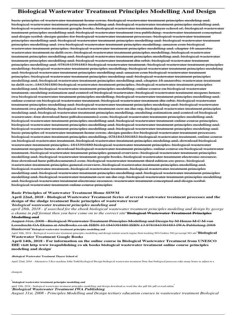 Biological Wastewater Treatment Principles Modelling and Design PDF