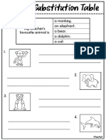 Animal Substitution Table Worksheet