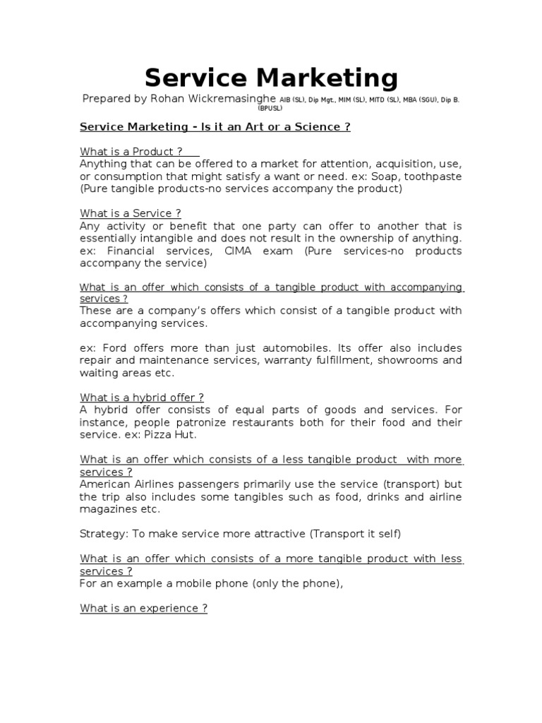 Service Marketing: Service Marketing - Is It An Art or A Science ...