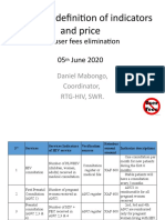 Indicators, Definition of Indicators and Price: HIV User Fees Elimination 05 June 2020