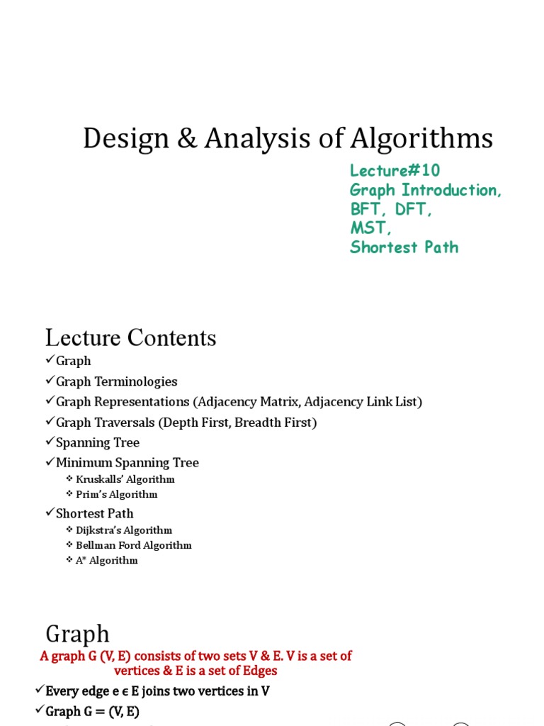 Design & Analysis of Algorithms: Lecture#10 Graph Introduction, BFT ...