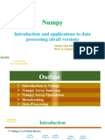 Numpy: Introduction and Applications To Data Processing (Draft Version)