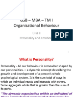 GSB – MBA – TM I Organisational Behaviour Unit II Personality and emotions