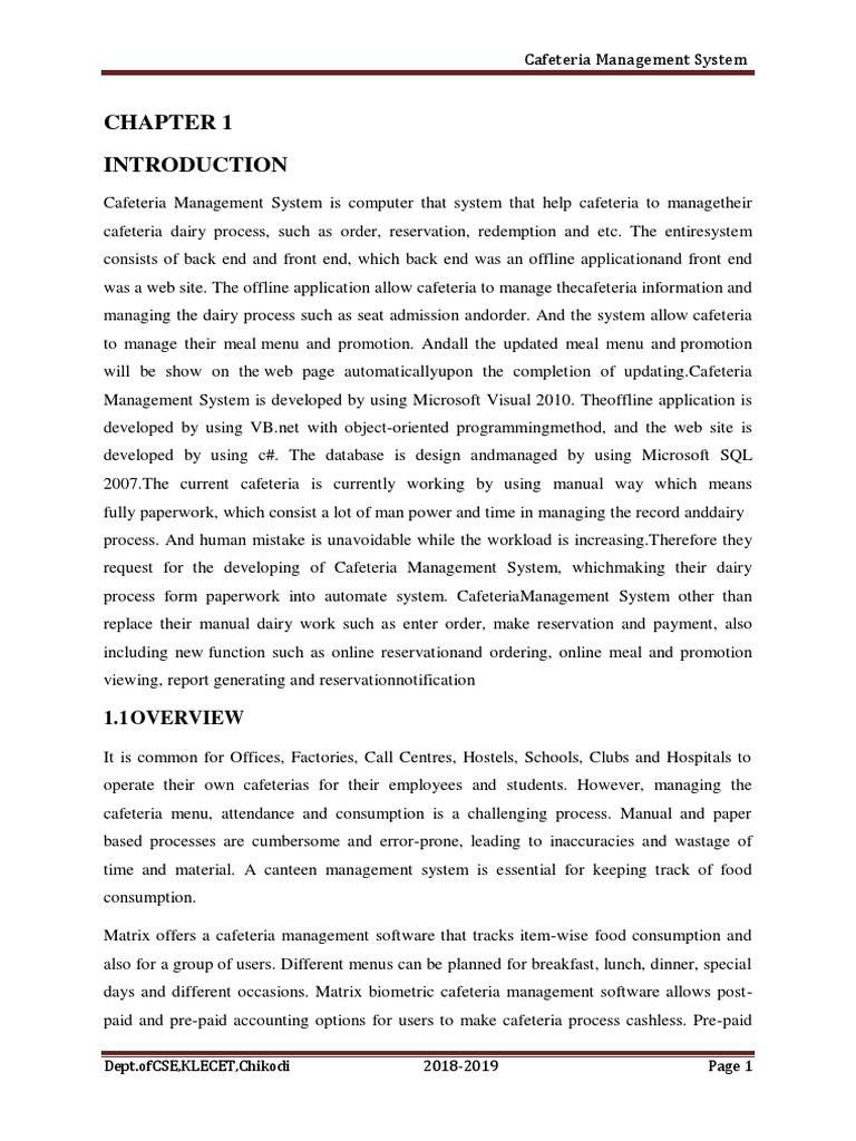 Cafeteria Management System Overview | PDF | Php | My Sql