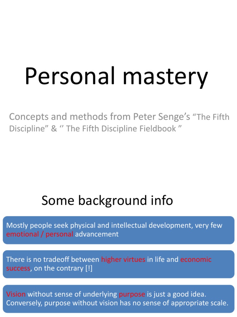 Personal Mastery Concepts And Methods From Peter Senge S Pdf Value