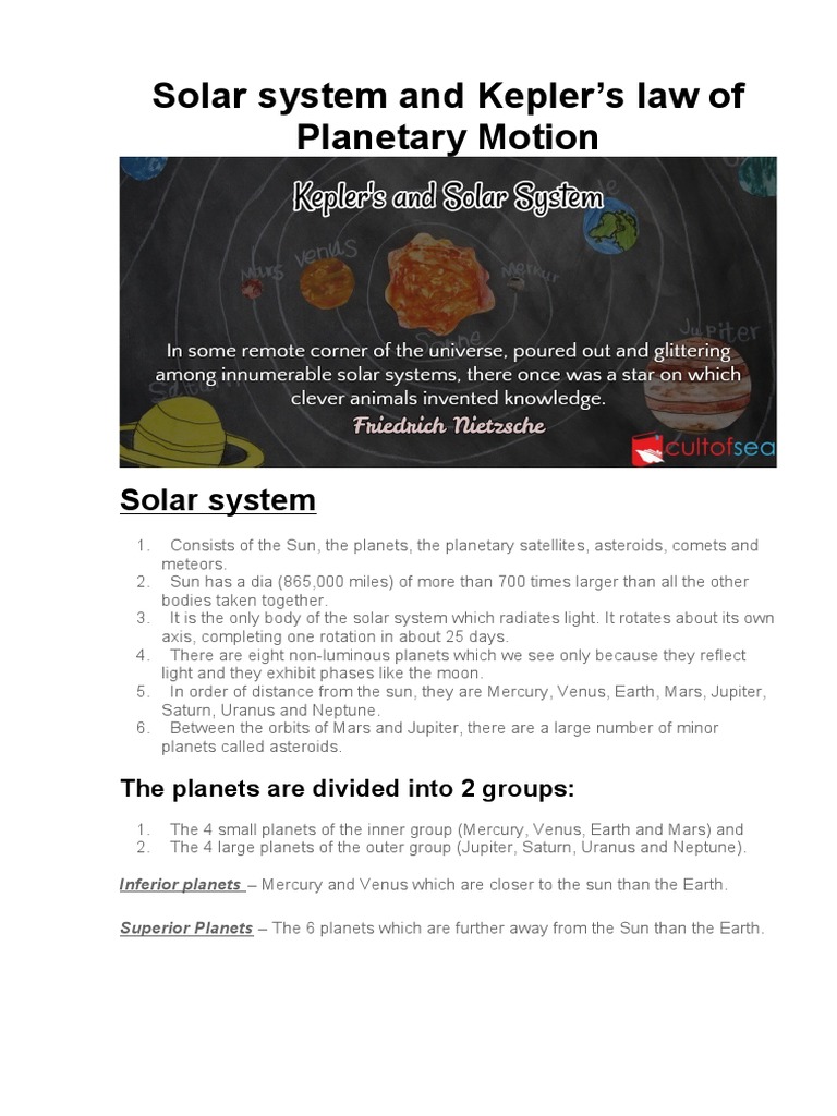 Kepler's Laws and Solar System Overview | PDF | Apsis | Planets