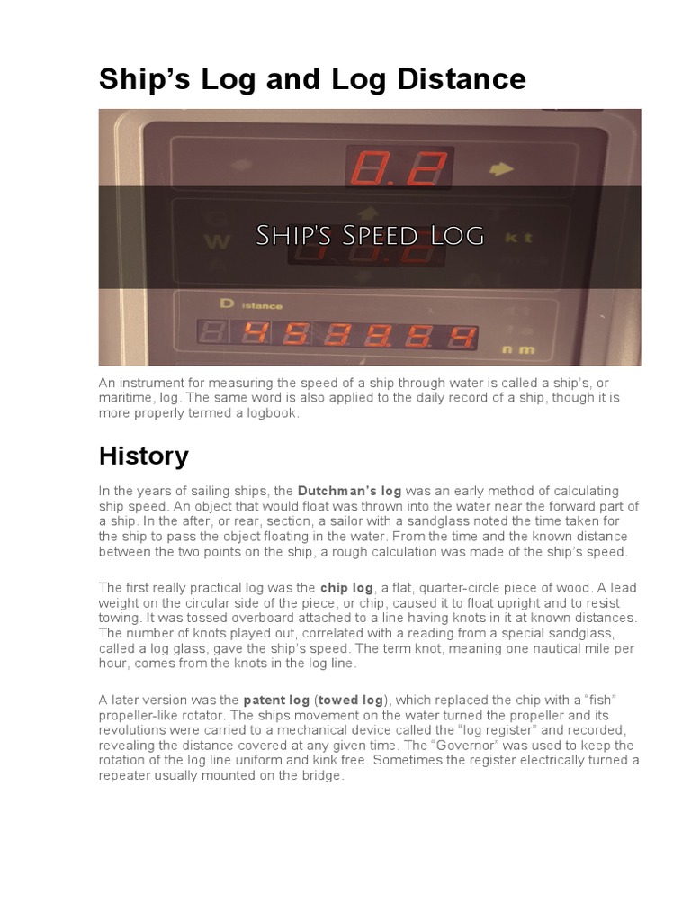 Ship's Log: Measuring Distance and Speed | PDF | Speed | Ships