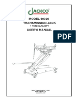 Transmission Jack User'S Manual MODEL 60020: 1 Ton Capacity