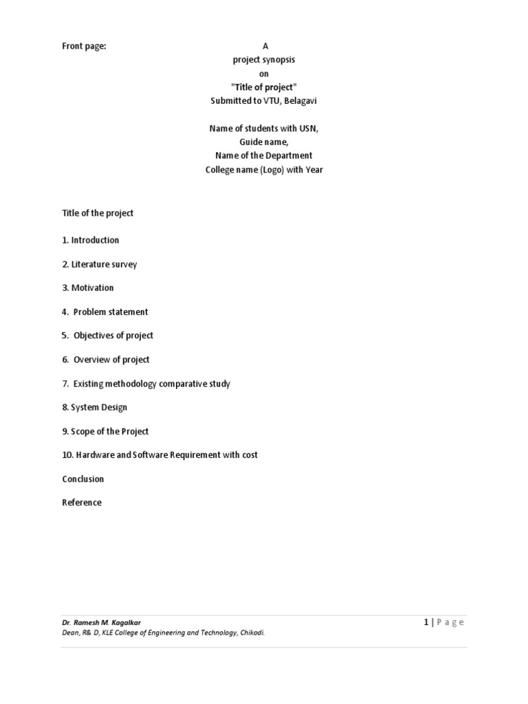 Format of Project Synopsis | PDF | System | Design