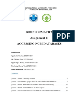 Bioinformatics Assignment 1: Accessing Ncbi Databases: International University - Vnu HCMC School of Biotechnology