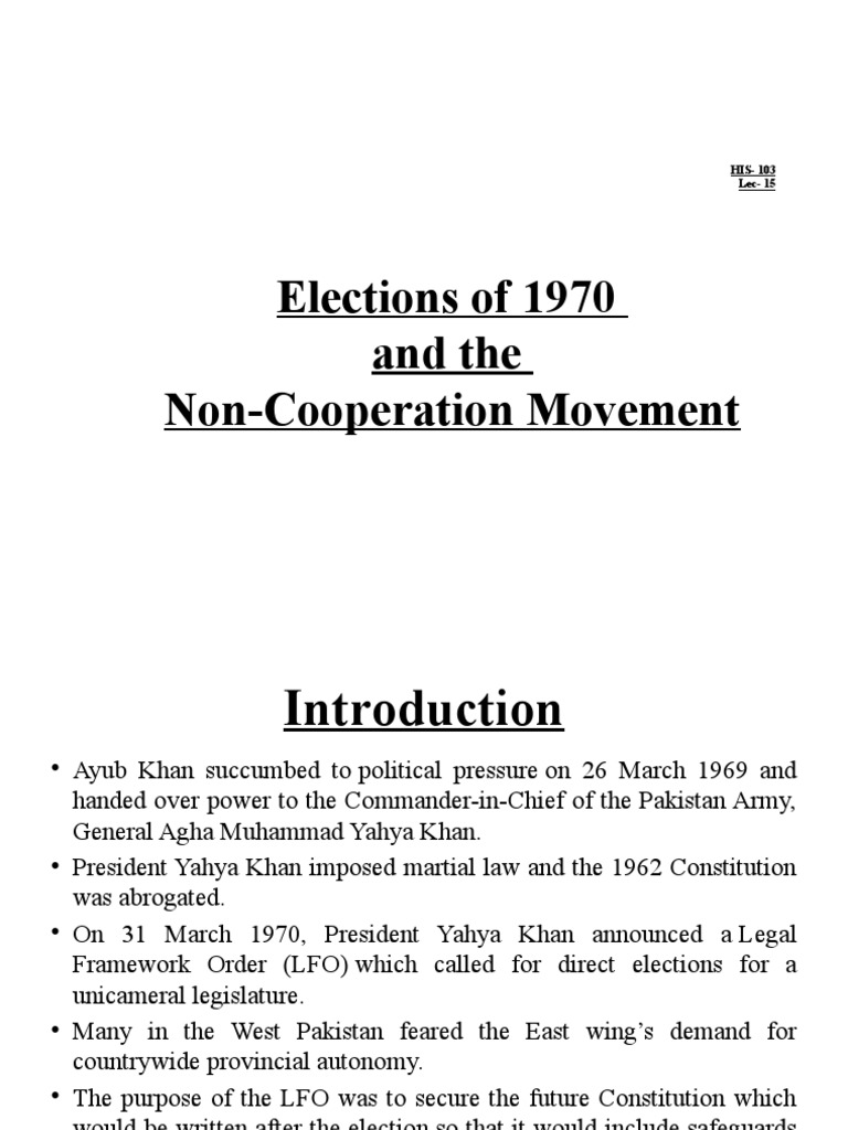Lec - 15 (FALL) NON Cooperation Movement | PDF | Pakistan Peoples ...
