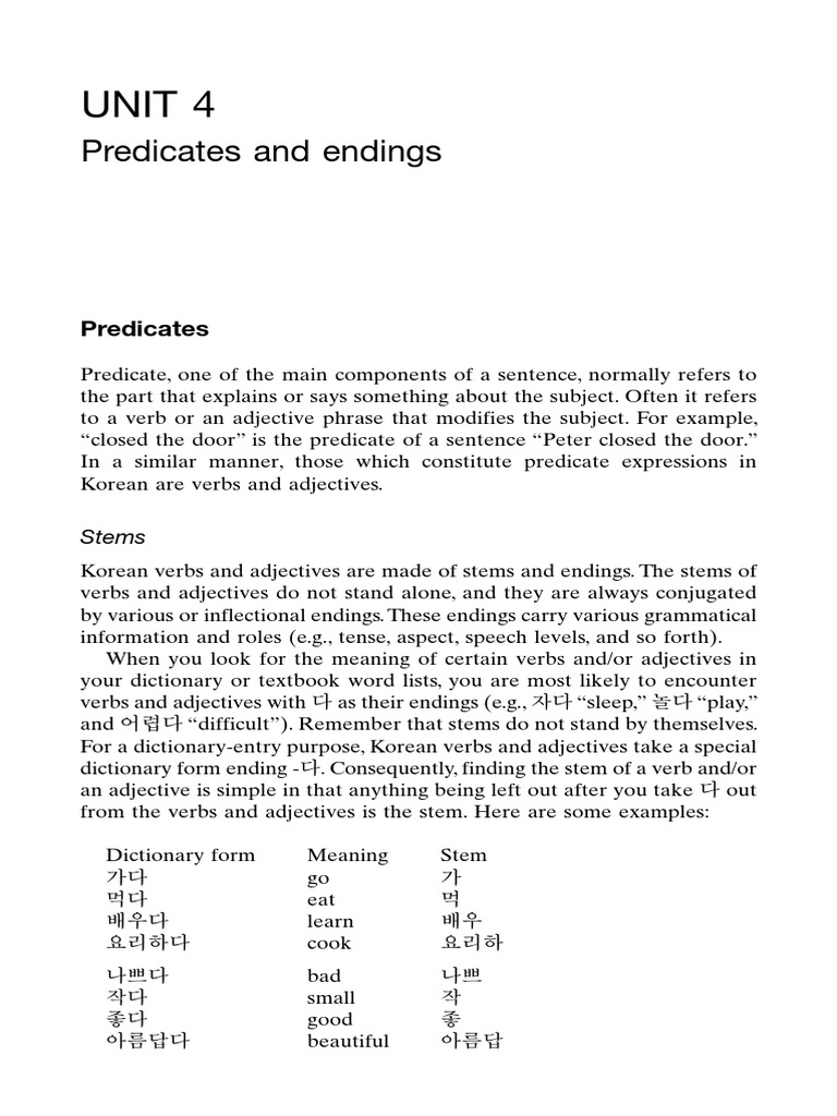 Lesson 4 - Predicate and Endings | PDF | Predicate (Grammar) | Verb