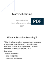 Machine Learning: Usman Roshan Dept. of Computer Science Njit