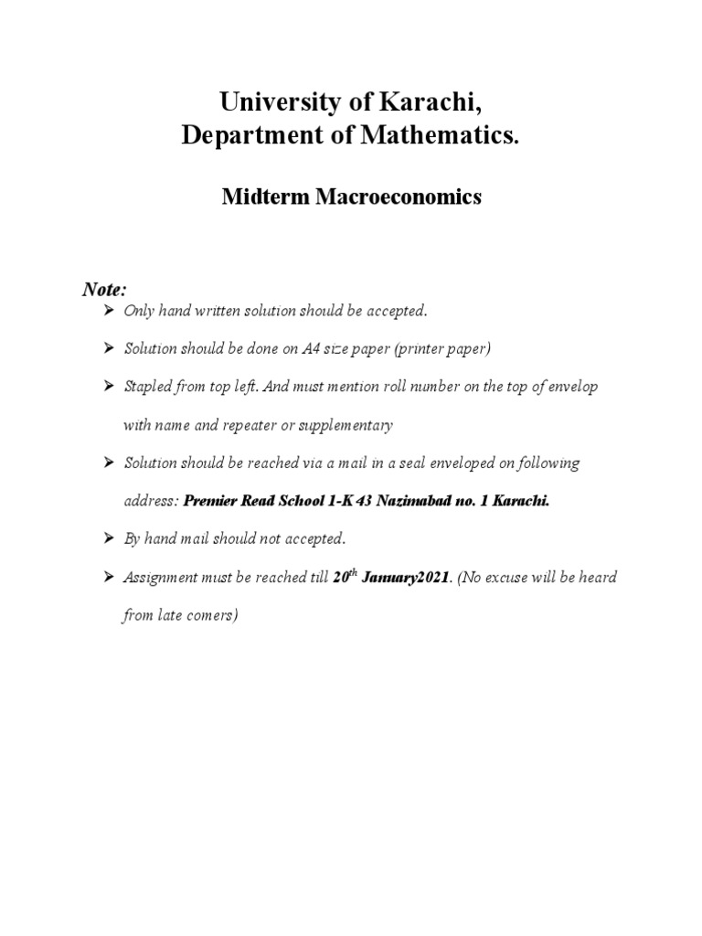 Macroeconomics Midterm Assignment Guidelines | PDF | Full Employment ...