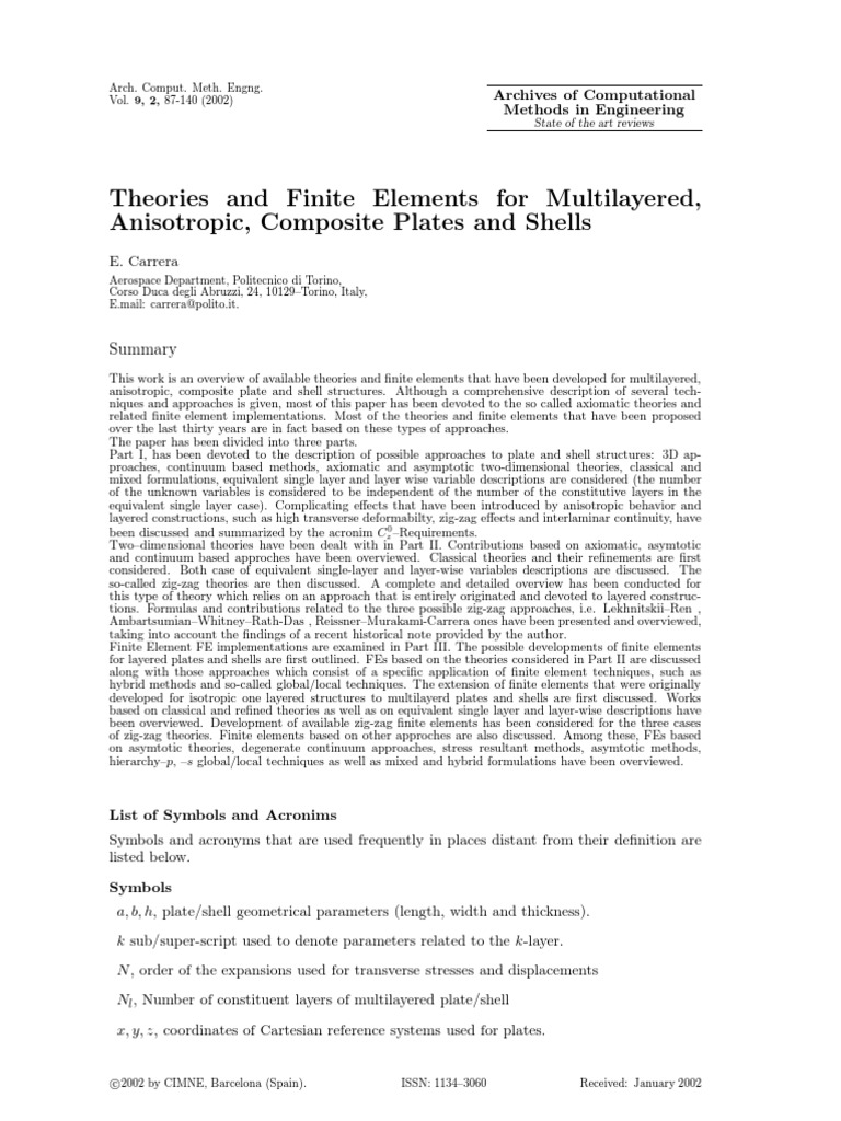 Theories and Finite Elements For Multilayered, Anisotropic, Composite ...