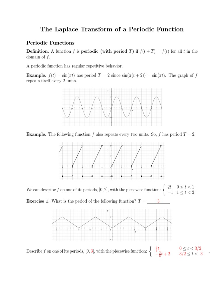 Laplace Transform of Periodic Functions | PDF | Laplace Transform ...