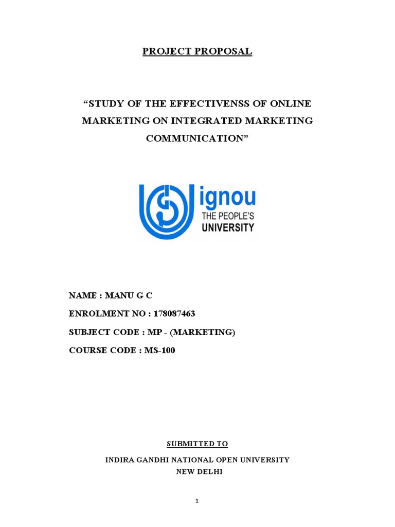 Ignou Proposal PP No 112834 PDF Marketing Communications Digital
