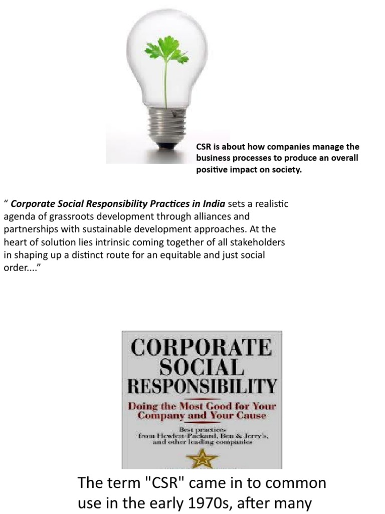 CSR Practices and Impact in India | PDF | Pepsi Co | Corporate Social ...