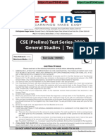 CSE (Prelims) Test Series-2019 General Studies - Test-3