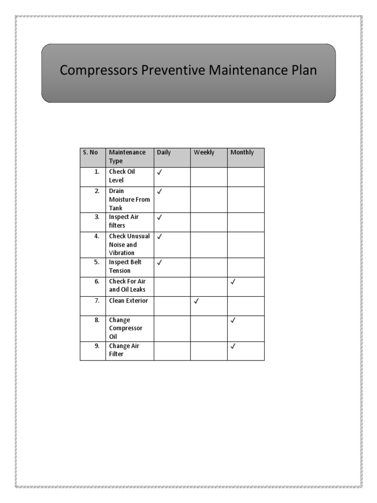 Compressors Maintenance Plan | PDF