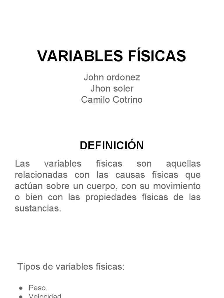 Tipos y Definición de Variables Físicas | PDF | Viscosidad | Humedad
