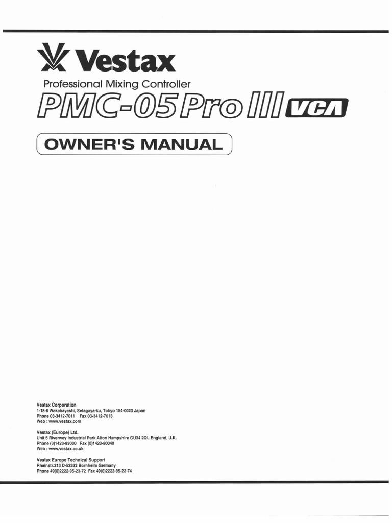 Vestax PMC-05ProIII VCA Manual | PDF | Equalization (Audio
