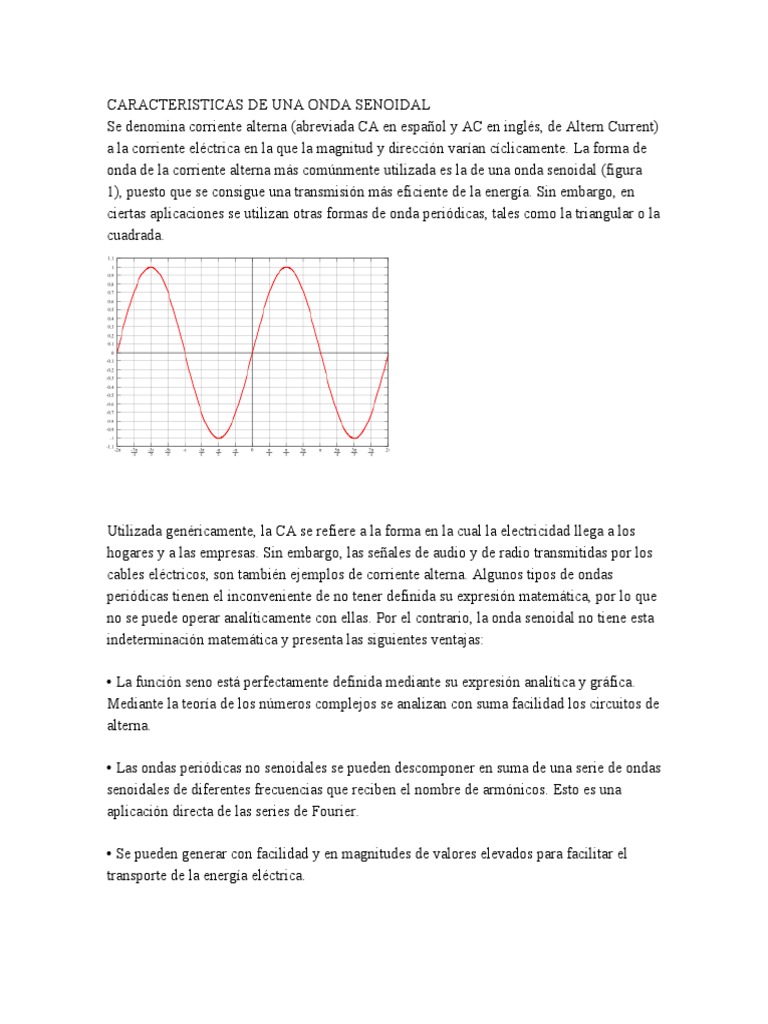 CARACTERISTICAS DE UNA ONDA SENOIDAL