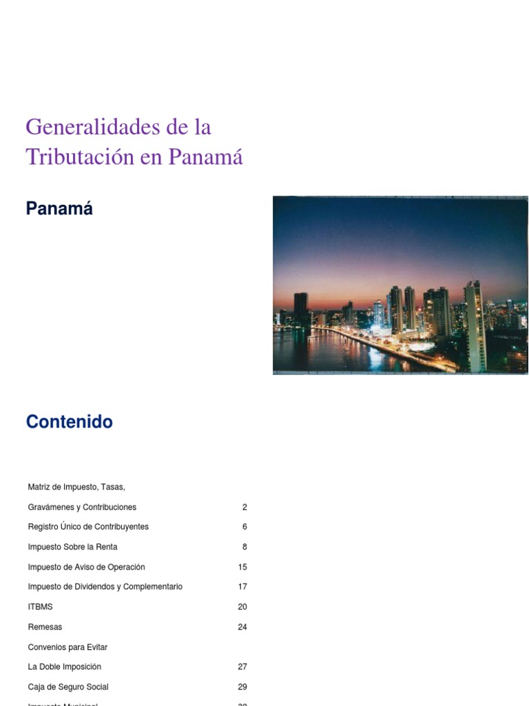 Tributación y Impuestos en Panamá 2023 | PDF | Impuesto sobre la renta ...