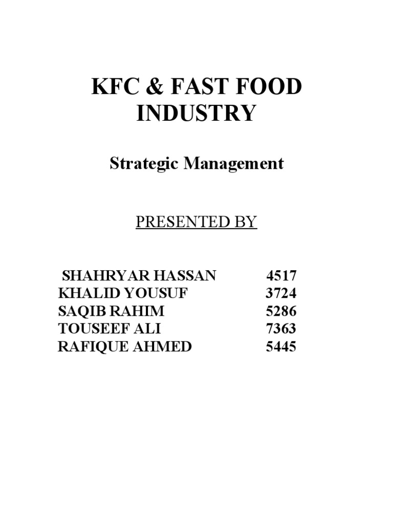 KFC Strategic Management Report | PDF | Fast Food | Fast Food Restaurants