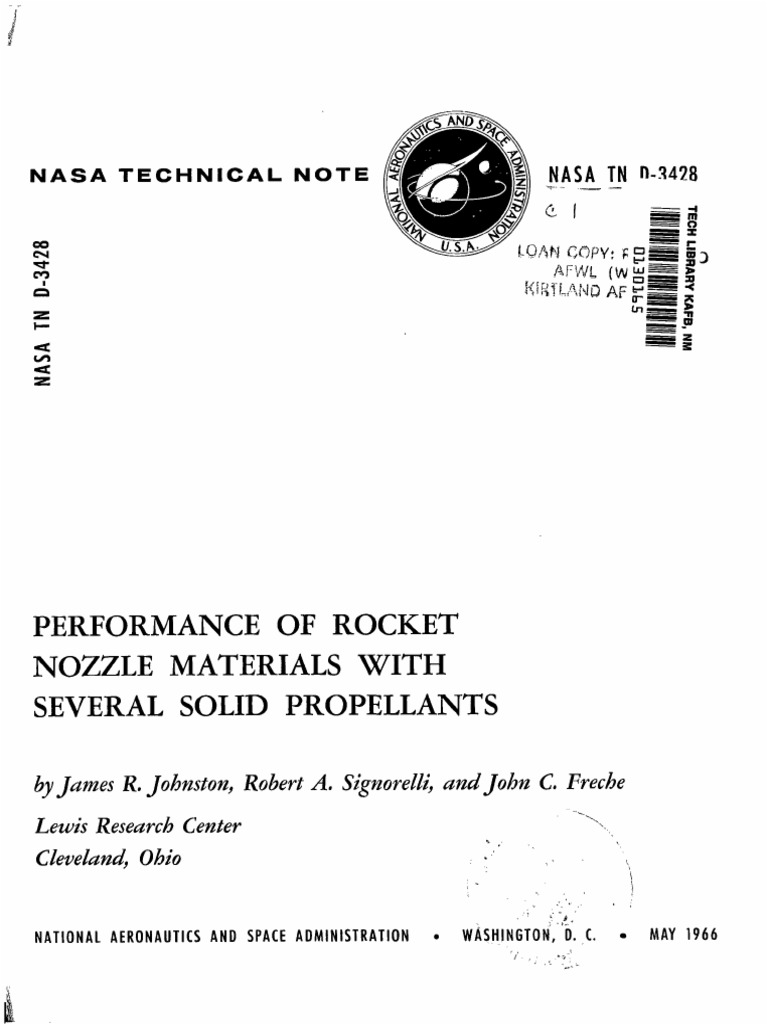 Performance of Rocket Nozzle Materials With Several Solid Propellants ...