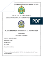 Planeamiento Y Control de La Producción: Universidad Nacional Amazonica de Madre de Dios