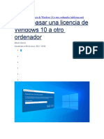 Cómo pasar una licencia de Windows 10 a otro ordenador