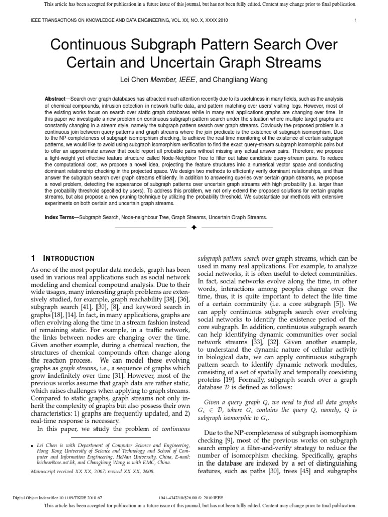 Continuous Subgraph Pattern Search Over Certain and Uncertain Graph ...