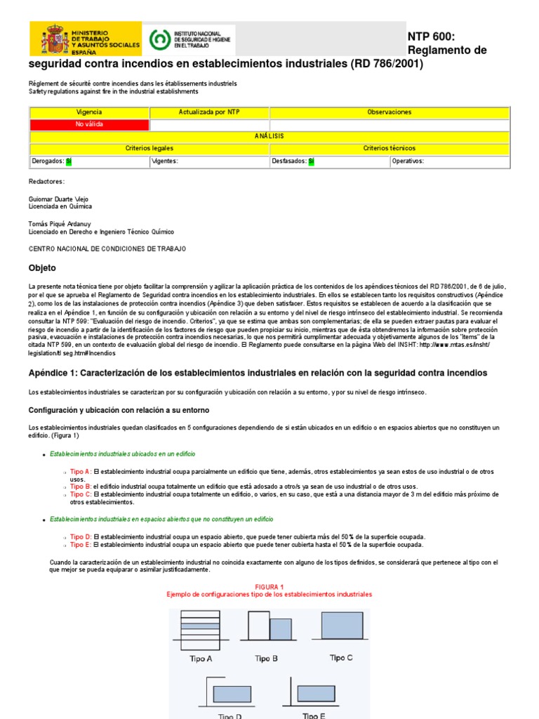 NTP 600 Reglamento de seguridad contra incendios en establecimientos industriales Protección