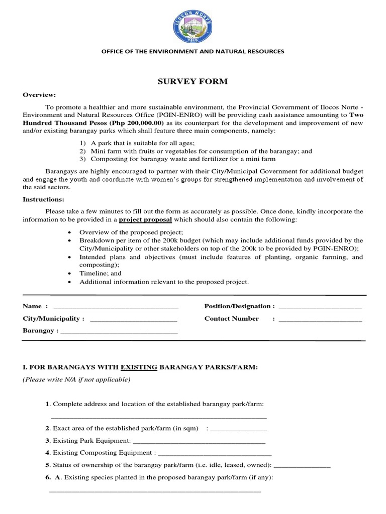 Barangay Park Development Survey | PDF | Natural Environment | Agriculture