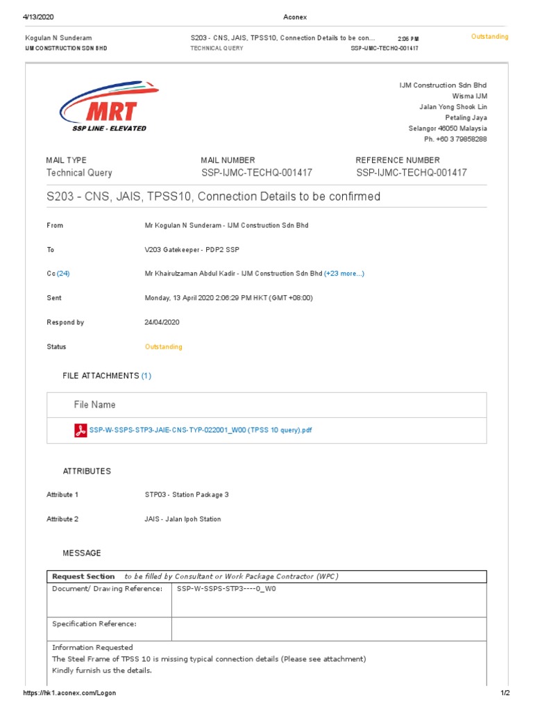 Technical Query on Connection Details | PDF | Business