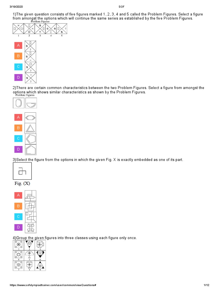Class 6 Math Olympiad Questions | PDF | Elementary Mathematics | Geometry