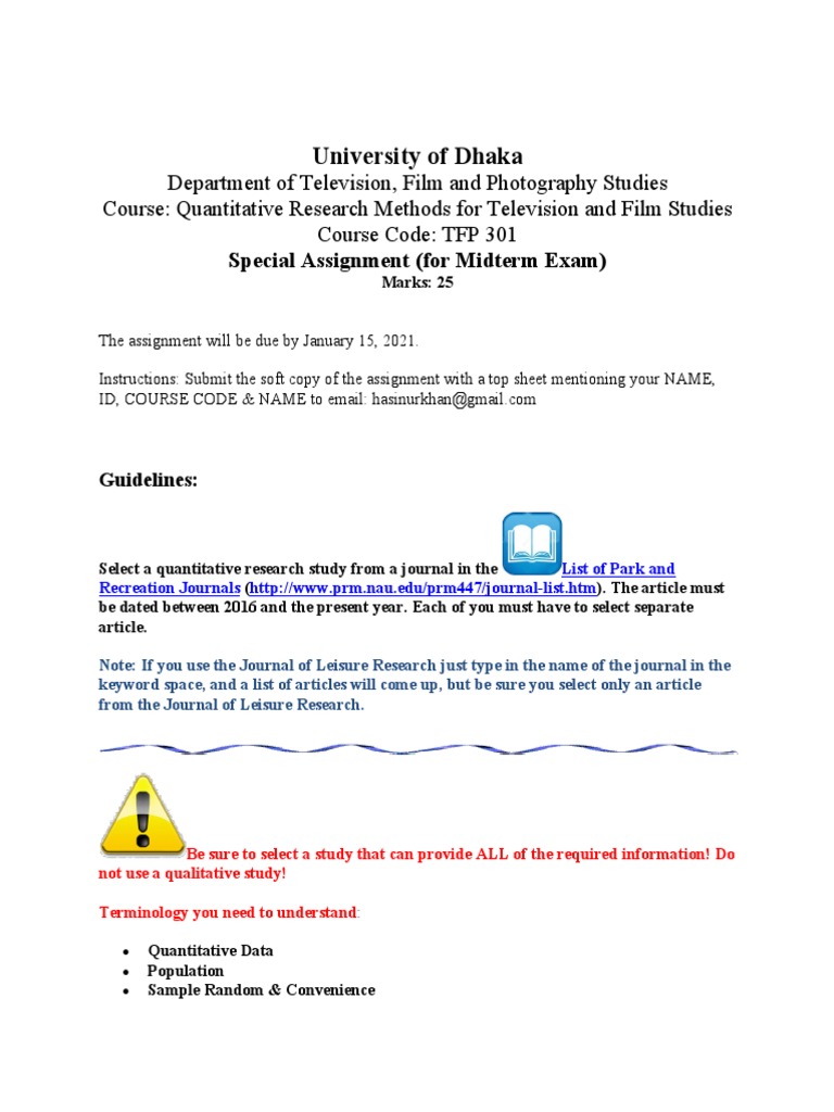 Quantitative Research Assignment Guide | PDF | Survey Methodology ...